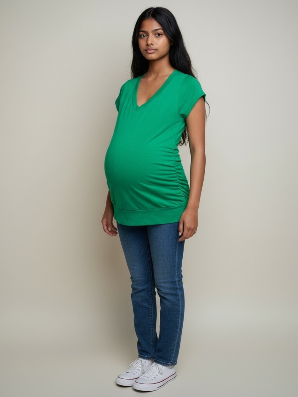 Oh! Mamma S Bright Green V-Neck Maternity Tank